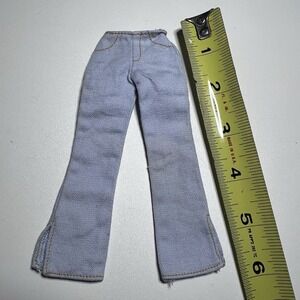 Vtg Light Blue Denim Bell Bottom Jeans Split Hems Fashion Doll Likely Bratz Doll
